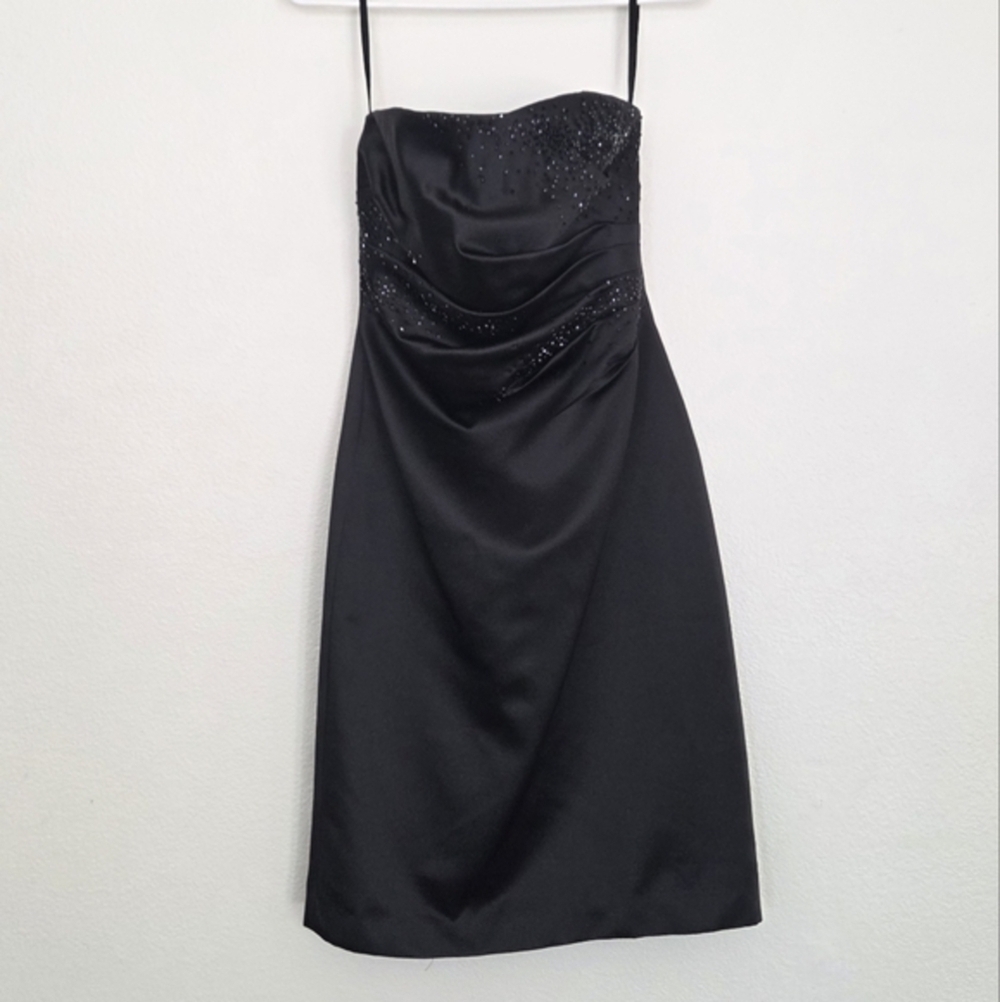 Kay Unger NY Elegant Beaded Black Strapless Dress Size 4